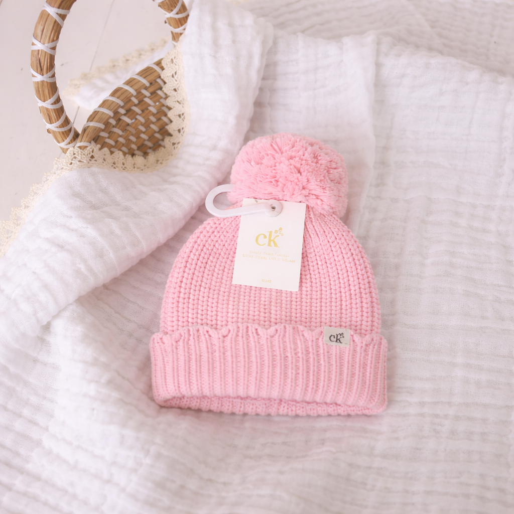 Scallop Knit Beanie | Soft Pink