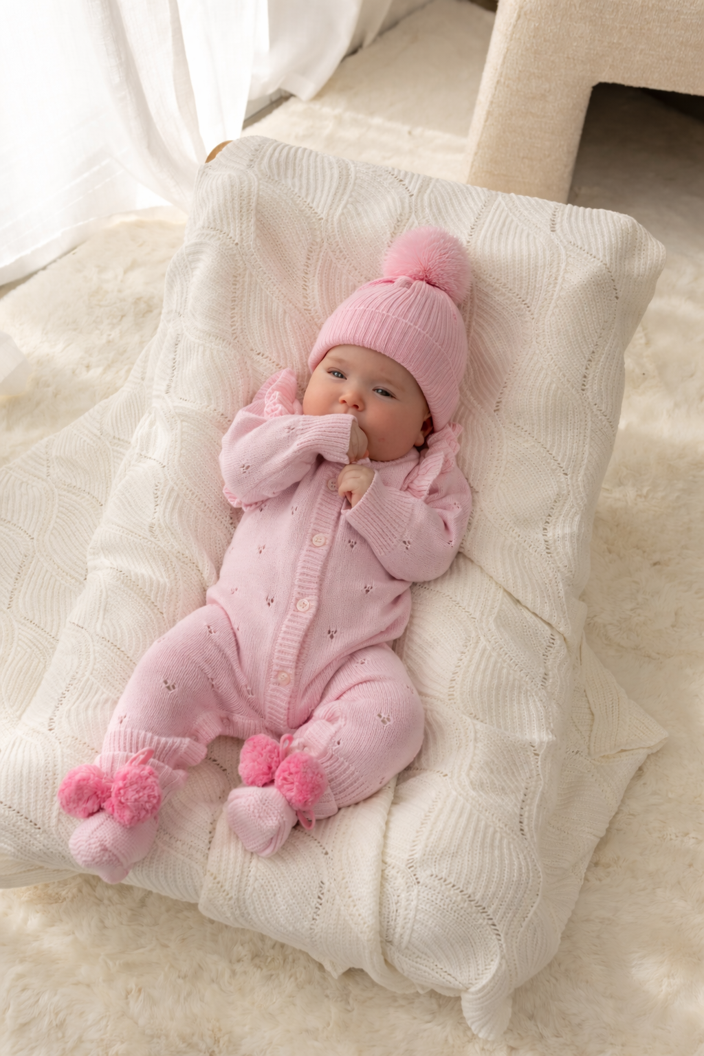 Scallop Knit Beanie | Soft Pink